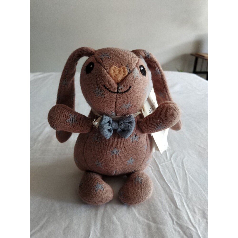 New Apple Park Organic Cotton Duke Bunny Rabbit Plush 9" Long Ears Star Bow Tie
